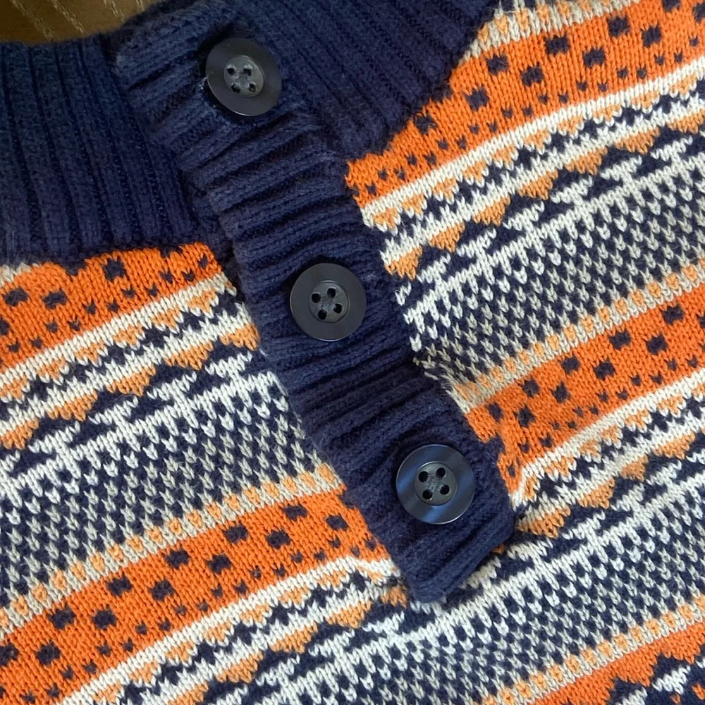 Little Boys Gymboree Fair Isle Fall Harvest Thanksgiving Shawl Neck Sweater